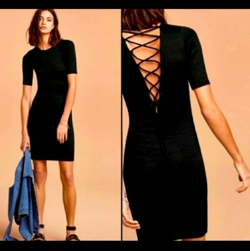 Wilfred Free Small Black Lace Up Back Dress
